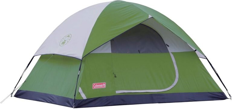 Coleman Sundome 6-person camping tent set up in forest during summer trip