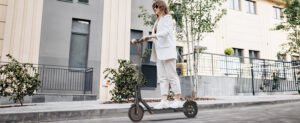 The Volpam Electric Scooter, foldable adult e-scooter with 350W motor, long battery life, and dual braking for safe city commuting.
