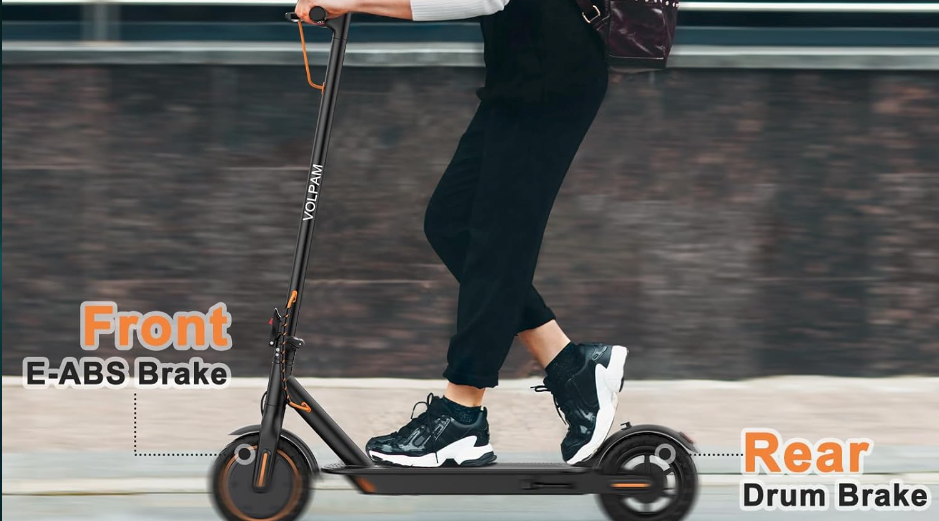 Dual braking of the Volpam Electric Scooter Q1 - Base Model